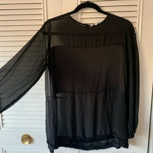 Zara, size XS, mesh black top with bust coverage in front.